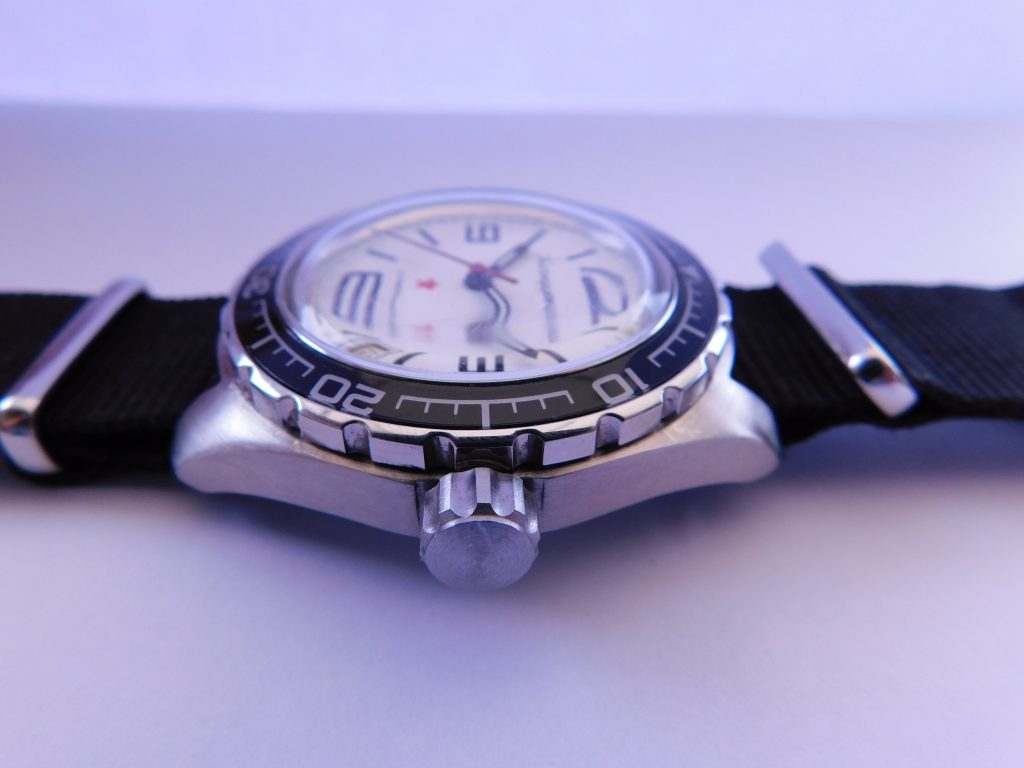 Vostok Komandirskie side view
Vostok Komandirskie domed acrylic